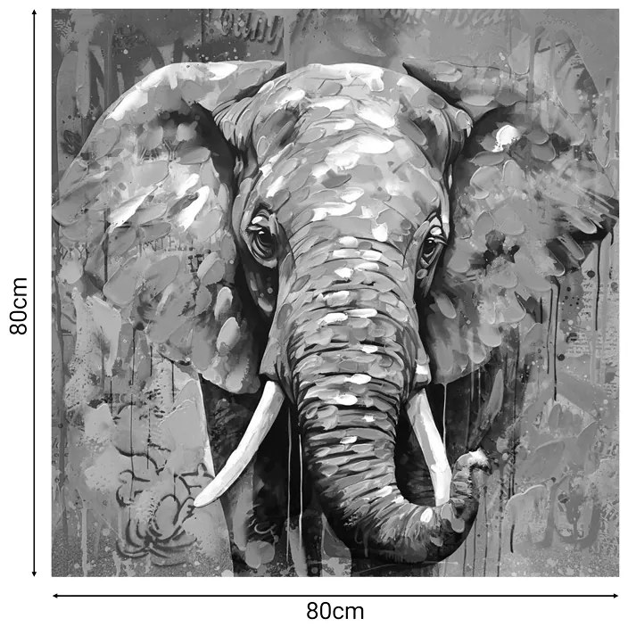 Πίνακας σε καμβά Elephant Inart 80x3x80εκ (1 τεμάχια)