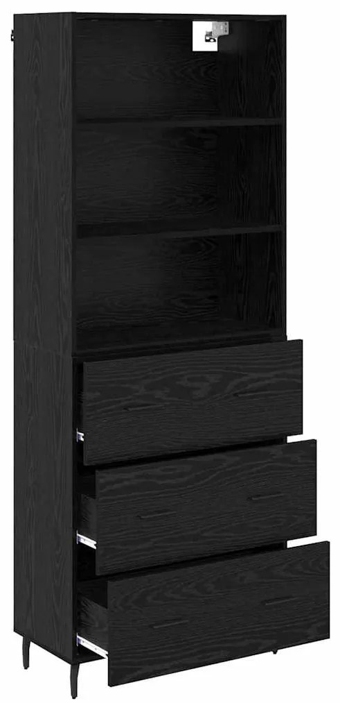 vidaXL Highboard Μαύρη Οξυά 69,5 x 34 x 180 εκ. Σύνθετο Ξύλο και Γυαλί