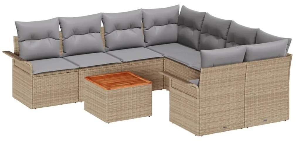 vidaXL Σετ Καναπέ Κήπου 9 pcs Μπεζ, Ανοιχτό Γκρι 55 x 55 x 37 εκ