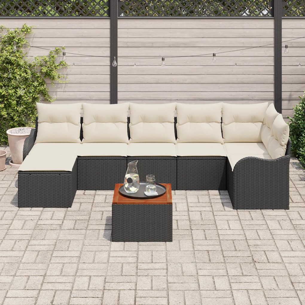 vidaXL Σετ Σαλονιού Κήπου 8 pcs Μαύρος, λευκός