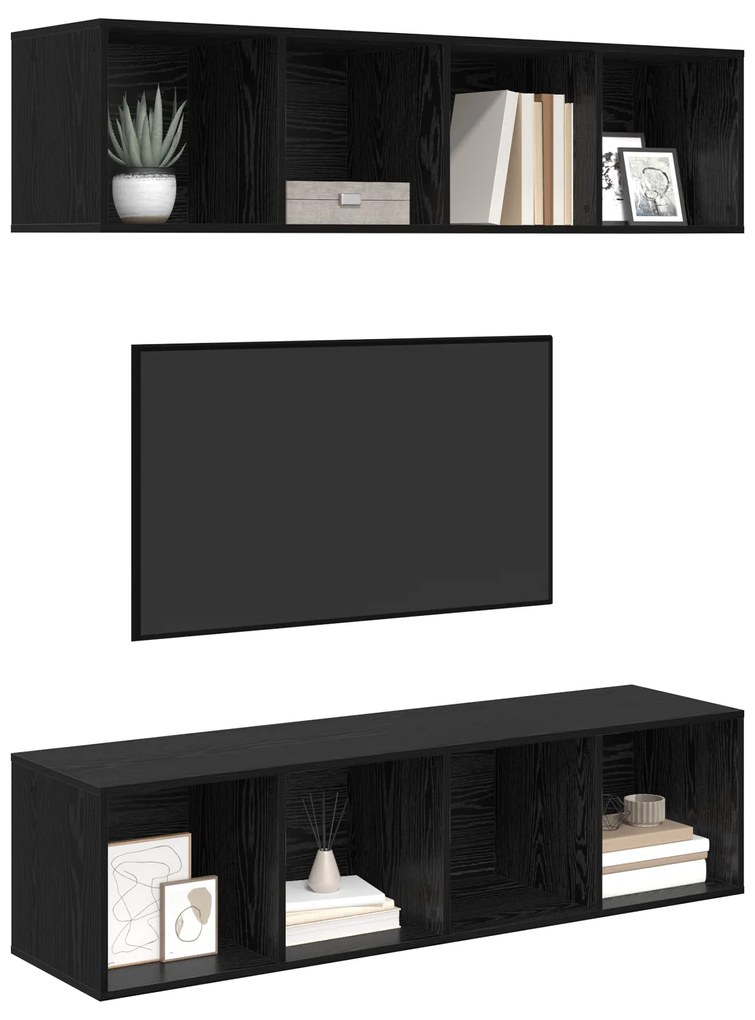 vidaXL Σετ επίπλου τηλεόρασης 2 pcs Μαύρη δρυς 37 x 37 x 142.5 εκ