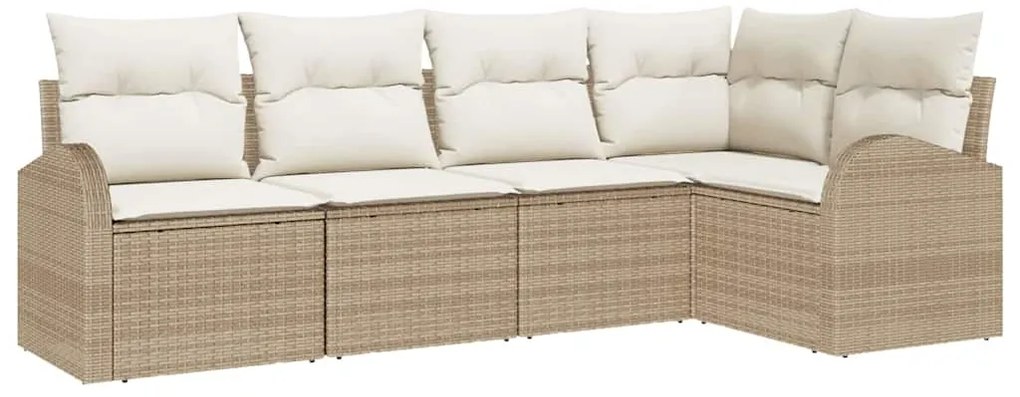 vidaXL Σετ Καναπέ Κήπου με μαξιλάρι 5 pcs Beige, λευκό Πολυ ράταν