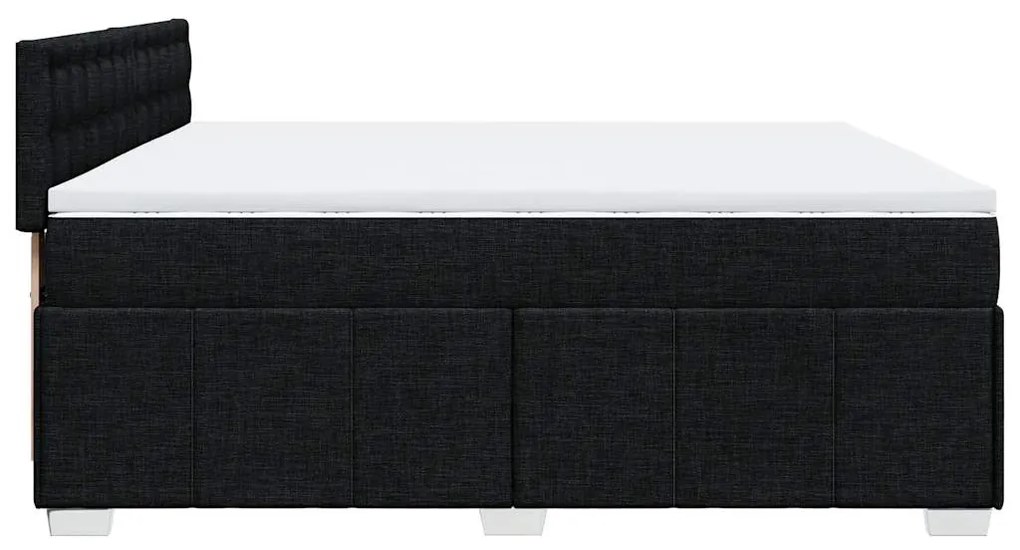 vidaXL Κρεβάτι Boxspring με Στρώμα Μαύρο 200x200 εκ. Υφασμάτινο