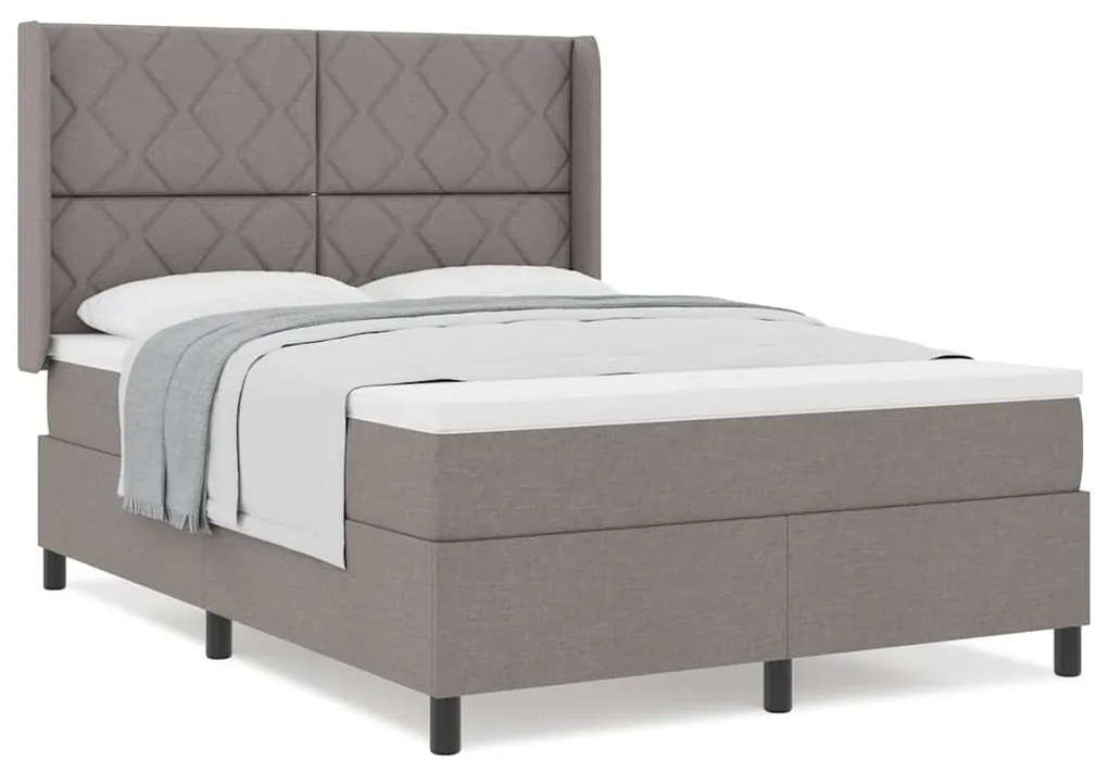 vidaXL Κρεβάτι με ελατήρια με στρώμα Taupe 140 x 190 cm ύφασμα