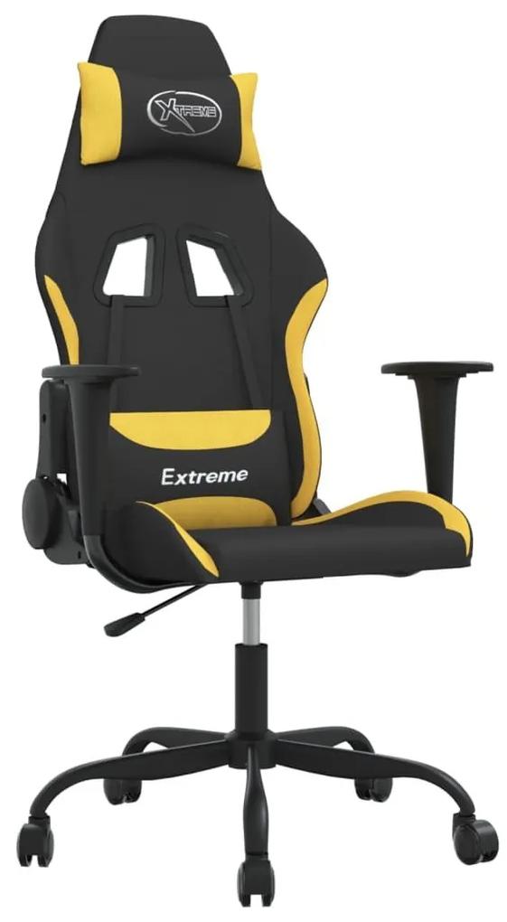 Καρέκλα Μασάζ Gaming Μαύρη και Κίτρινη Υφασμάτινη - Κίτρινο