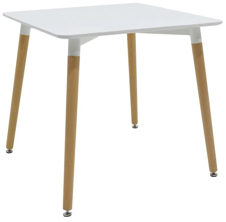 Τραπέζι Natali MDF λευκό-πόδια φυσικό 80x80x76εκ Υλικό: MDF - BEECH WOOD - METAL 271-000009