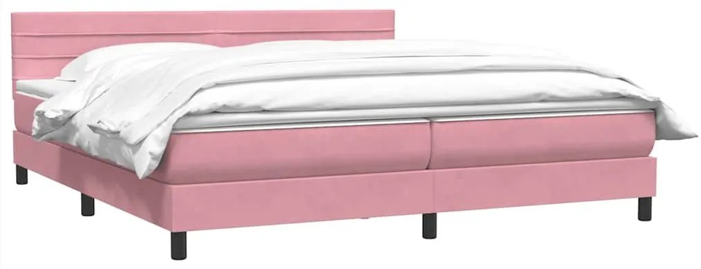 Box Spring κρεβάτι με στρώμα ροζ 200x220 cm Βελούδινο - Ροζ