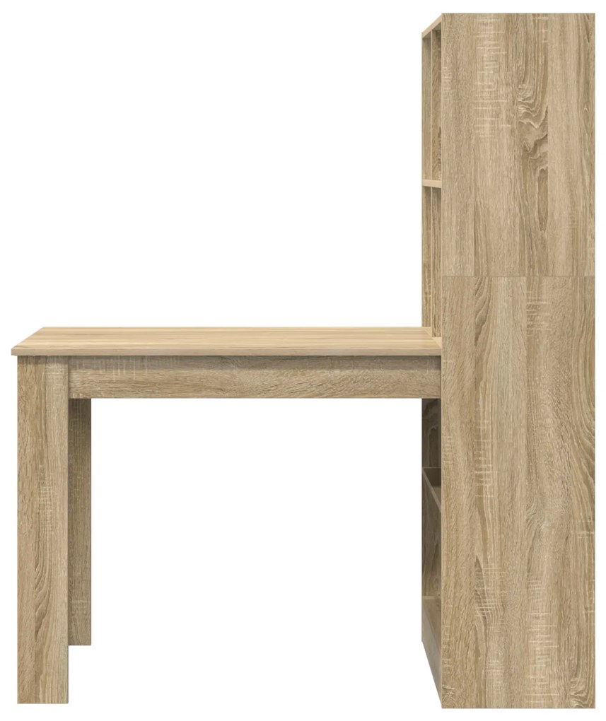 vidaXL Γραφείο με ράφι με αποθήκευση Sonoma Δρυς 122 x 67 x 145 εκ.