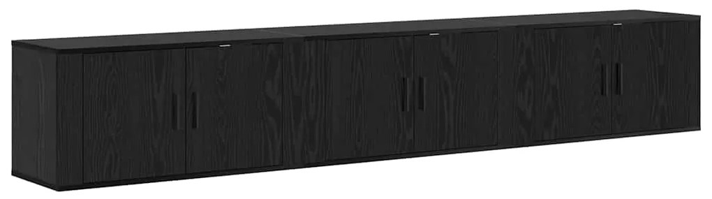 vidaXL Σετ Βαθμιδωτών Ντουλαπιών Τηλεόρασης Επιτοίχιο 3 pcs Μαύρη Οξυά