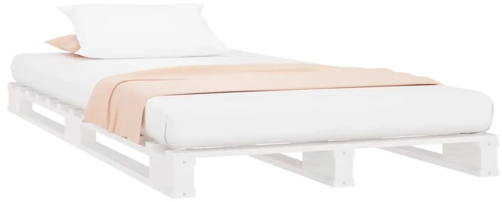 vidaXL Κρεβάτι Παλέτες Λευκό 90x190 Μασίφ Ξύλο Πεύκου Single