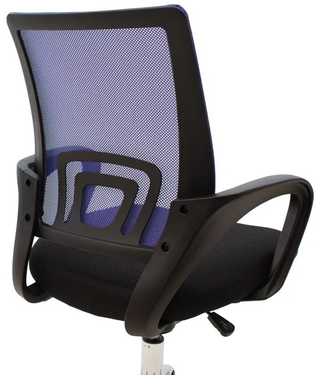 Καρέκλα γραφείου Berto II με ανάκλιση ύφασμα mesh σε μπλε-μαύρη απόχρωση και βάση χρωμίου 60x48x85-95εκ 60x48x95 εκ.