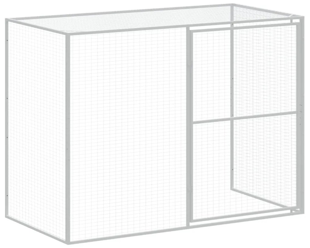 vidaXL Σπιτάκι Σκύλου με Αυλή Αν. Γκρι 214x253x181 εκ. Γαλβαν. Χάλυβας