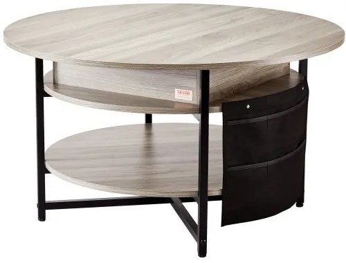 VEVOR Lift Top Coffee Table 35.3&quot; Round Coffee Table for Living Room White