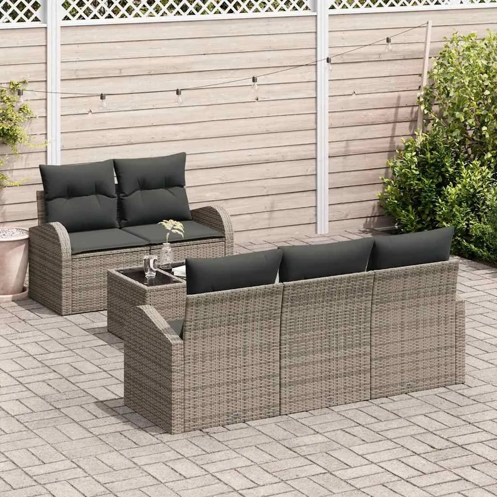 vidaXL Σετ Καναπέ Κήπου 6 pcs Γκρι 55 x 55 x 37 εκ Πολυ ράταν