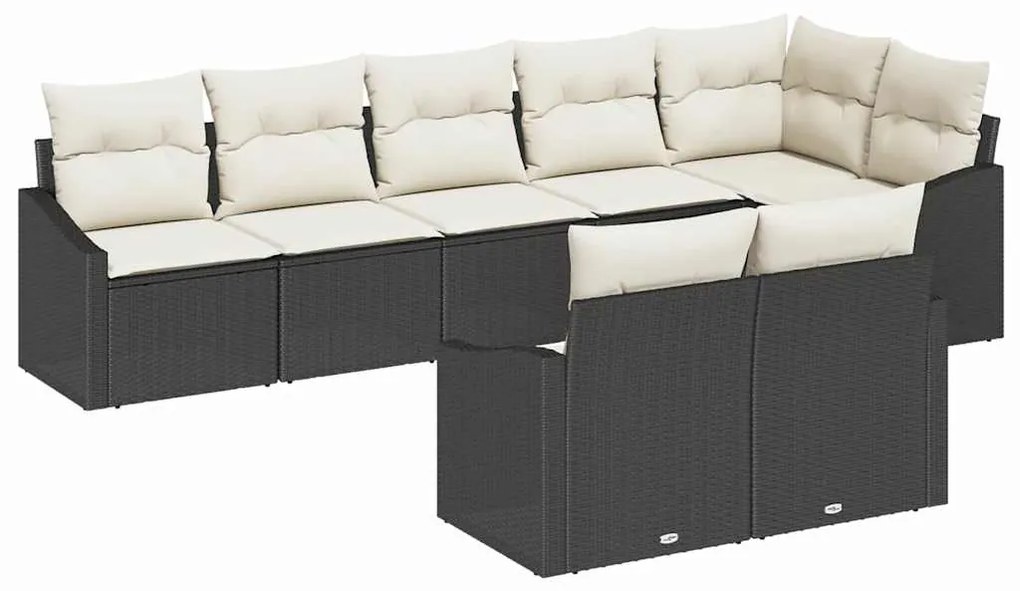 vidaXL Σετ Καναπέ Κήπου 8 pcs Μαύρο Πολυ ράταν