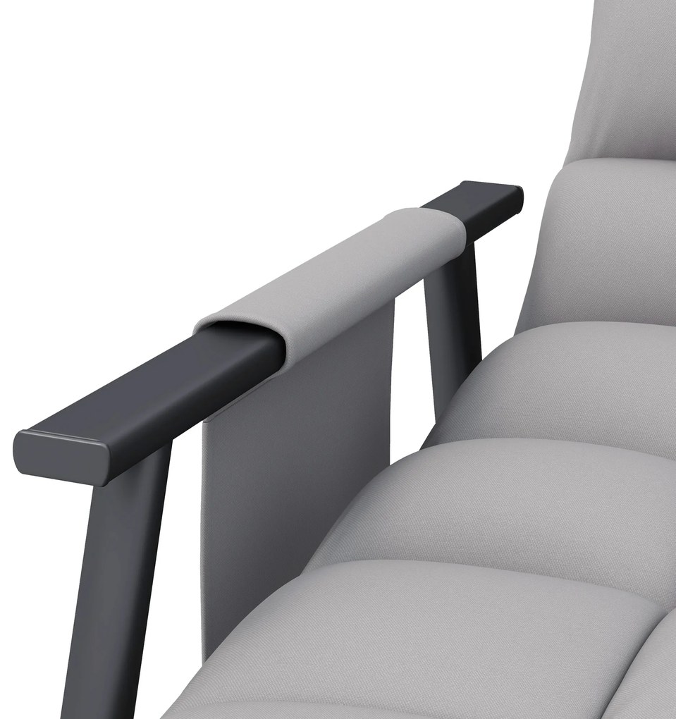 HOMCOM Πολυθρόνα-Κουνιστή, Ρυθμιζόμενη πλάτη & υποπόδιο, Πλαϊνή τσέπη, Κάλυμμα μικροϊνών, Μεταλλικός σκελετός, Γκρι