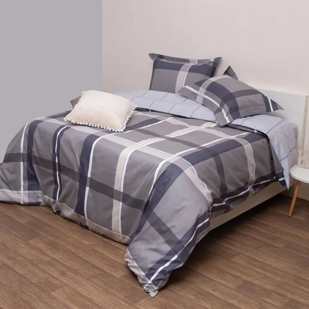 Πάπλωμα Νιούτον (Σετ 3τμχ) Grey Viopros Υπέρδιπλo 220x240cm 100% Cotton Satin