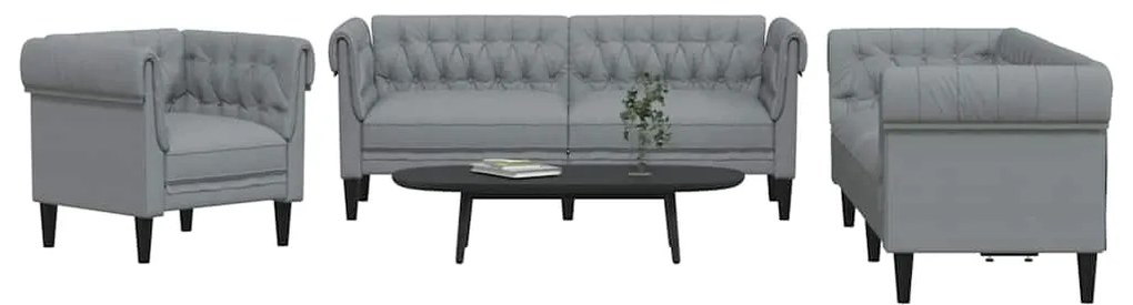 vidaXL Σετ Καναπέ 3 pcs Ανοιχτό γκρι ύφασμα