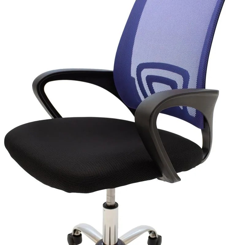 Καρέκλα γραφείου Berto II με ανάκλιση ύφασμα mesh σε μπλε-μαύρη απόχρωση και βάση χρωμίου 60x48x85-95εκ 60x48x95 εκ.