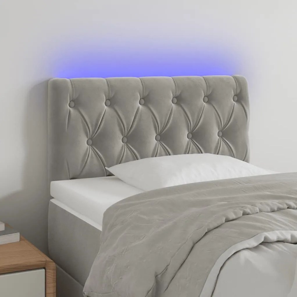 Κεφαλάρι Κρεβατιού LED Ανοιχτό Γκρι 80x7x78/88 εκ. Βελούδινο 3121978