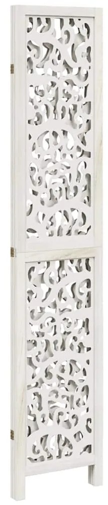 vidaXL Διαχωριστικό Χώρου με 3 Πάνελ Λευκό από Μασίφ Ξύλο Παυλώνιας