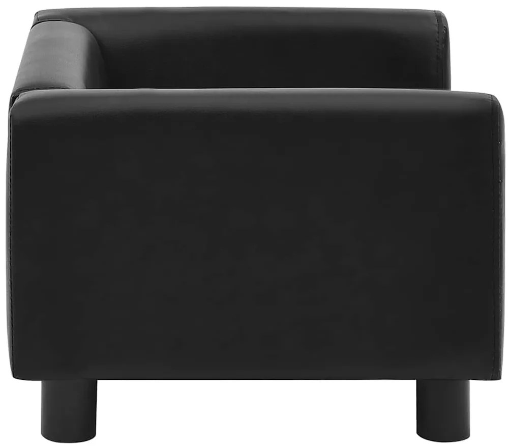 vidaXL Καναπές-Κρεβάτι Σκύλου Μαύρο 60x43x30 εκ. Βελουτέ/Συνθετ. Δέρμα