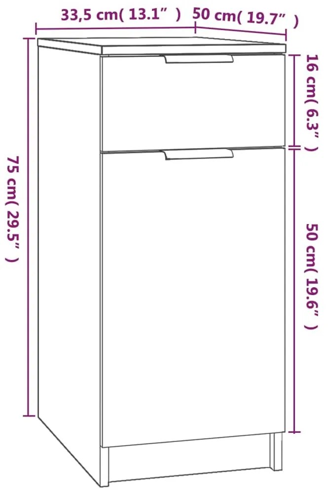 Ντουλάπι Γραφείου Καφέ δρυς 33,5x50x75 εκ. Επεξεργ. Ξύλο - Καφέ