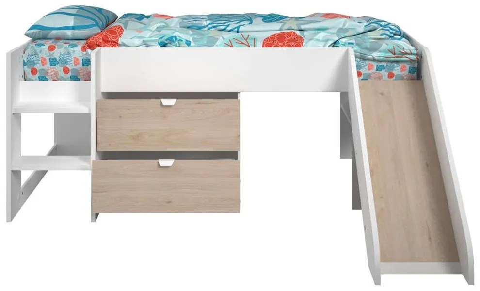 Κρεβάτι Κουκέτα Tobby (Για Στρώμα 90x200cm) 161585049 205x184x78cm White-Oak Single