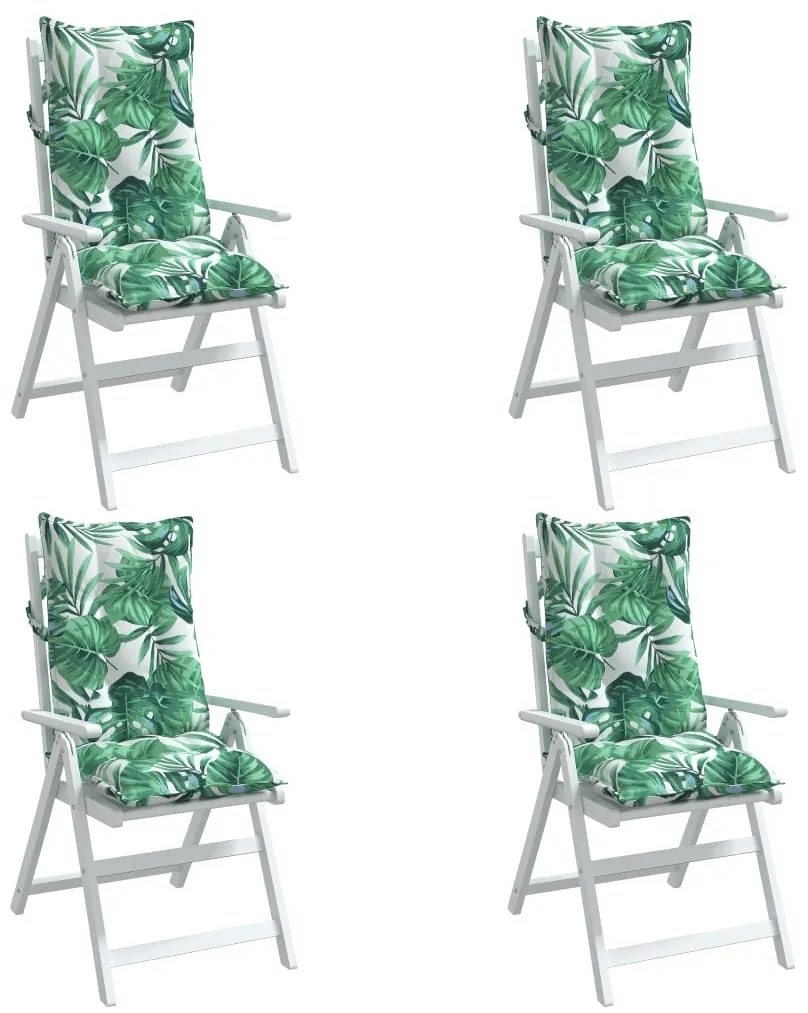 Μαξιλάρια Καρέκλας με Ψηλή Πλάτη 4 τεμ. Σχ. Φύλλα Ύφασμα Oxford - Πράσινο