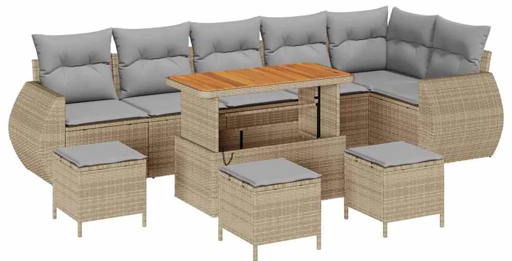 vidaXL Σετ Καναπέ Κήπου 10 pcs Μπεζ συνθετικό ρατάν