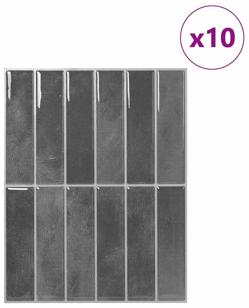 vidaXL Ορθογώνιο Πλακάκι 10 pcs Γκρι 29 x 23 x 0,08 εκ