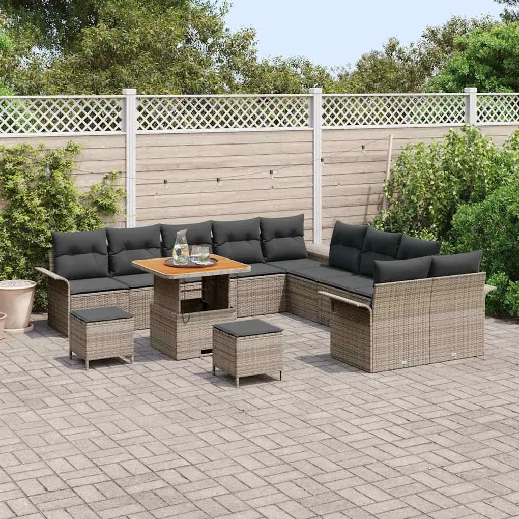 vidaXL Σετ Καναπέ Κήπου 13 pcs Γκρι συνθετικό ρατάν