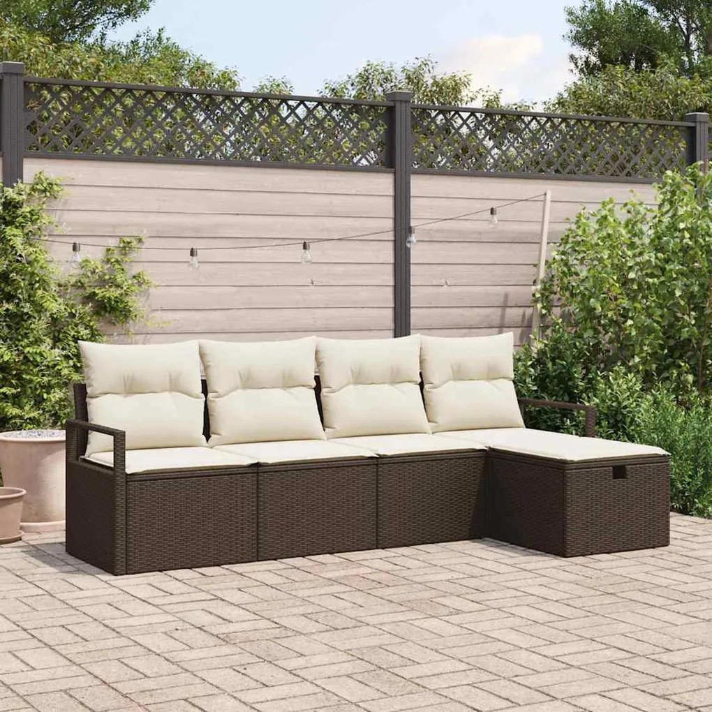 vidaXL Σετ Καναπέ Κήπου 5 pcs Καφέ και κρεμ 230 x 117 x 85 εκ.