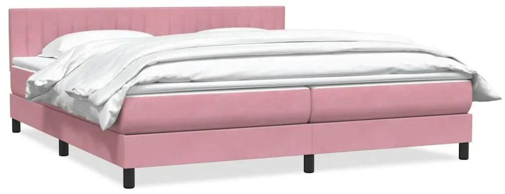 Box Spring κρεβάτι με στρώμα ροζ 200x220 cm Βελούδινο - Ροζ