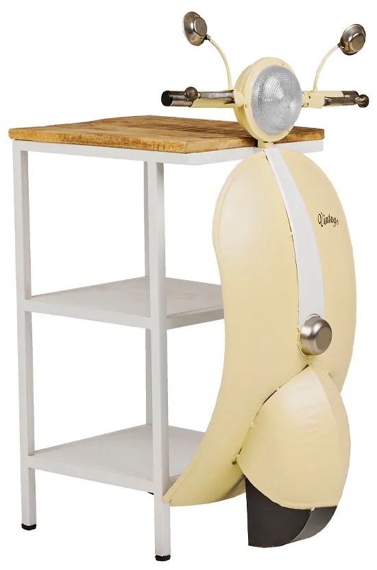 MINI VESPA SIDE TABLE ΜΕ ΡΑΦΙΑ CREAM ΛΕΥΚΟ ΦΥΣΙΚΟ 61x45xH88cm - 04-0986