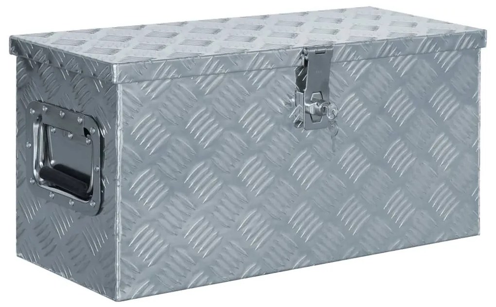 Κουτί Αποθήκευσης Ασημί 61,5 x 26,5 x 30 εκ. Αλουμινίου - Ασήμι