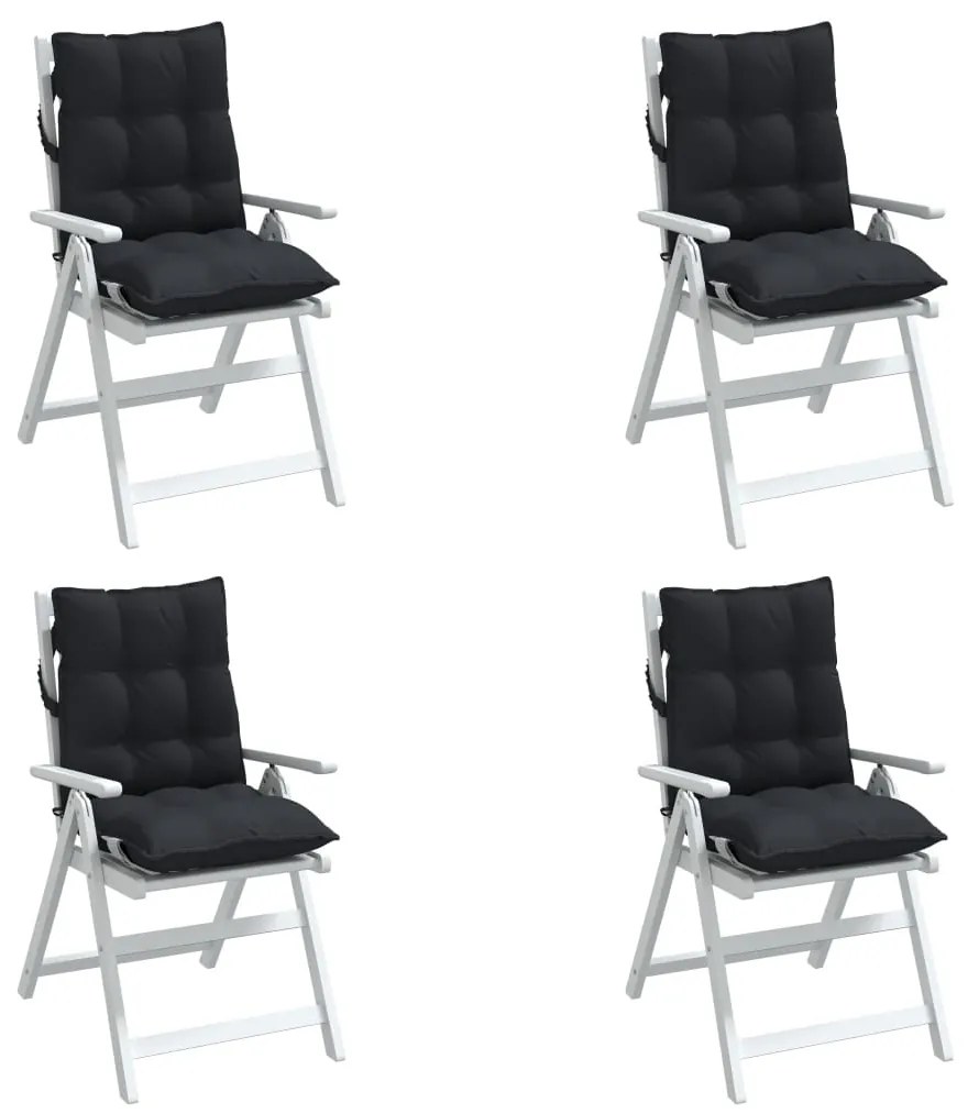 vidaXL Μαξιλάρια Καρέκλας Χαμηλή Πλάτη 4 τεμ. Μαύρο Ύφασμα Oxford