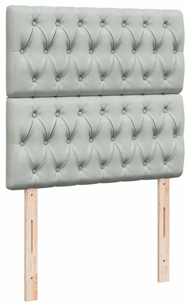 vidaXL Κρεβάτι Boxspring με Στρώμα Ανοιχτό Γκρι 90x190 εκ. Βελούδινο