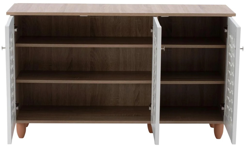 παπουτσοθήκη MCKENNA Ξύλινη με 3 πόρτες Sonama - Λευκό 114,5x34x68Υ εκ. 114.5x34x68 εκ.
