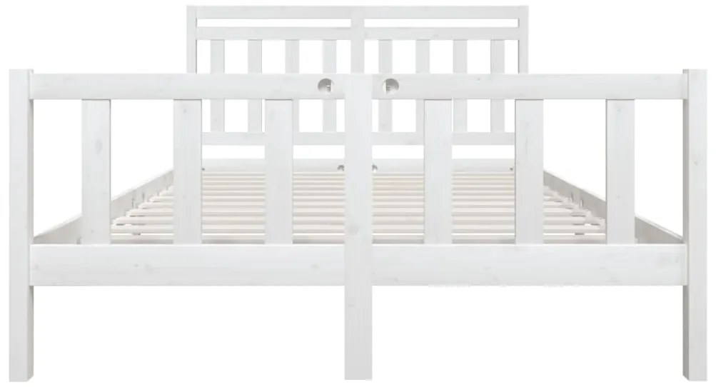 vidaXL Πλαίσιο Κρεβατιού Λευκό 150 x 200 εκ. Μασίφ Ξύλο King Size