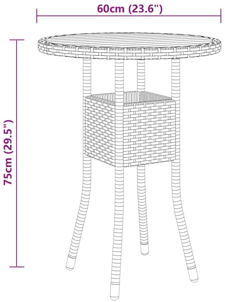 vidaXL Σετ Επίπλων Bistro Κήπου 3 τεμ. Μαύρο από Συνθετικό Ρατάν