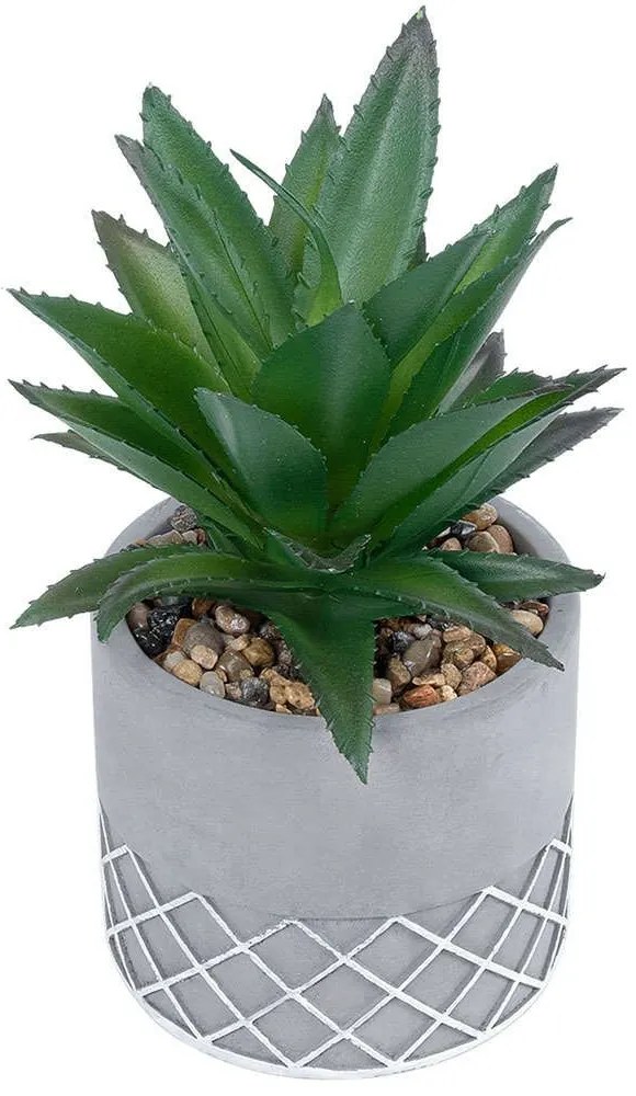 Τεχνητό Φυτό Σε Κασπώ Aloe 21096 Φ11x17cm Green-Grey GloboStar Cement,Polyethylene