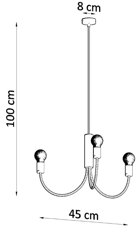 Sollux Κρεμαστό φωτιστικό Piccolo 3,μαύρο,3xE27/60w