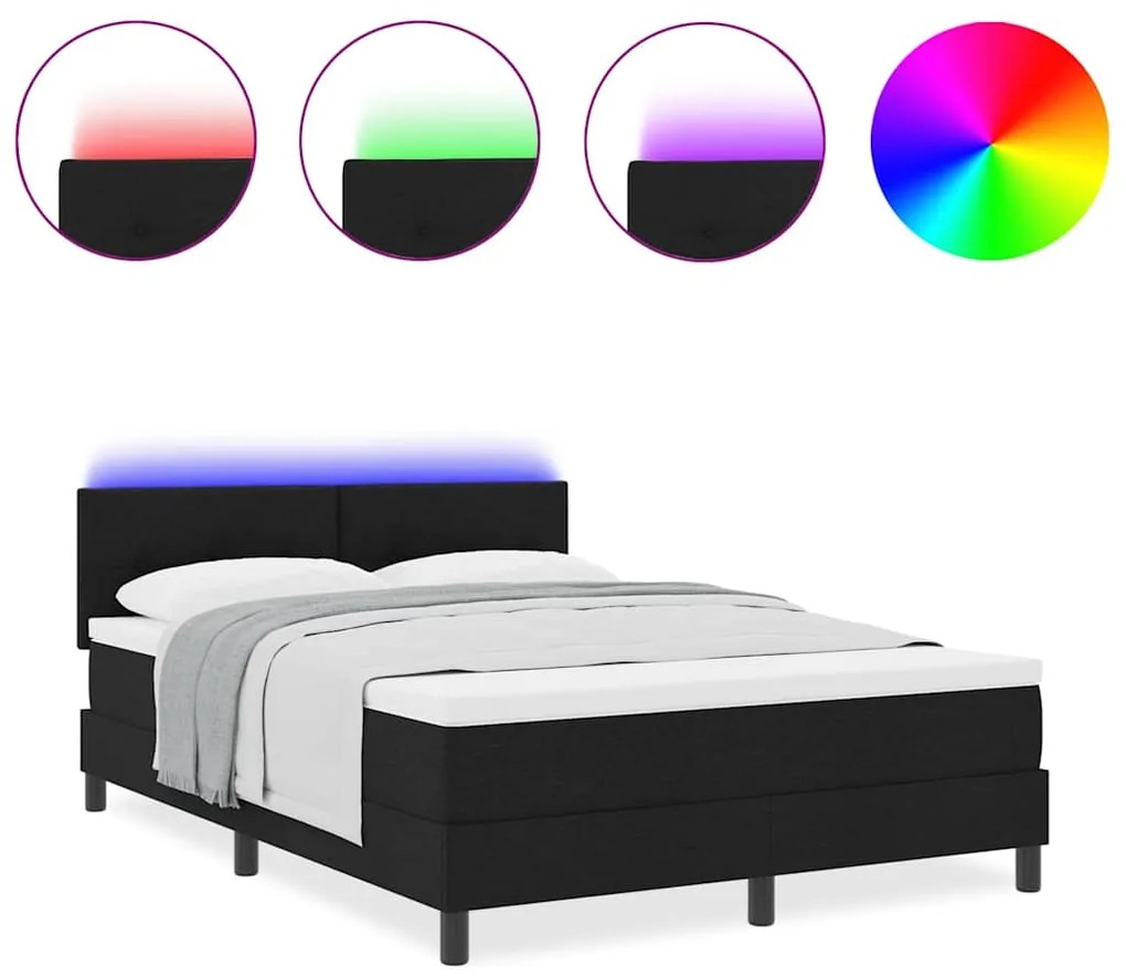 vidaXL Κρεβάτι με ελατήρια με στρώμα Μαύρο 140 x 190 cm ύφασμα