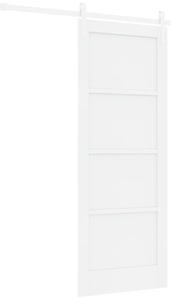 vidaXL Συρόμενη Πόρτα με Σετ Υλικών Λευκή 78x202 εκ. Συμπαγές Ξύλο Πεύκο