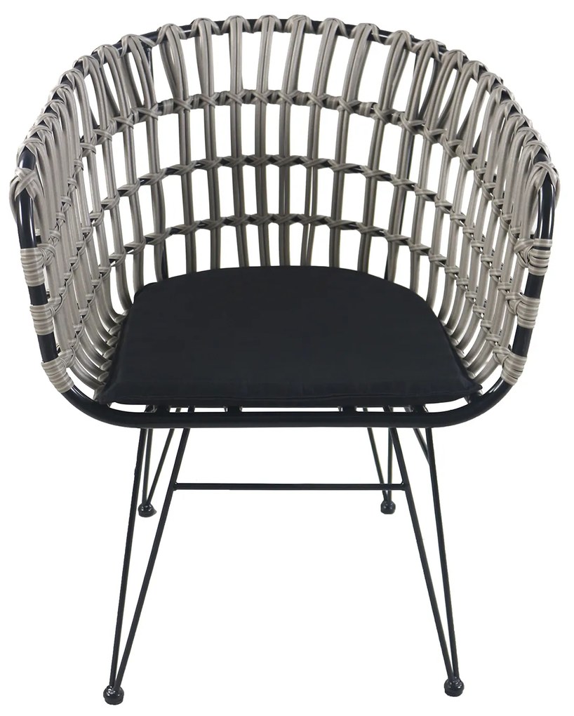 Καρέκλα Κήπου ATRIUS Γκρι/Μαύρο Μέταλλο/Rattan 61x57x80cm - 14510053