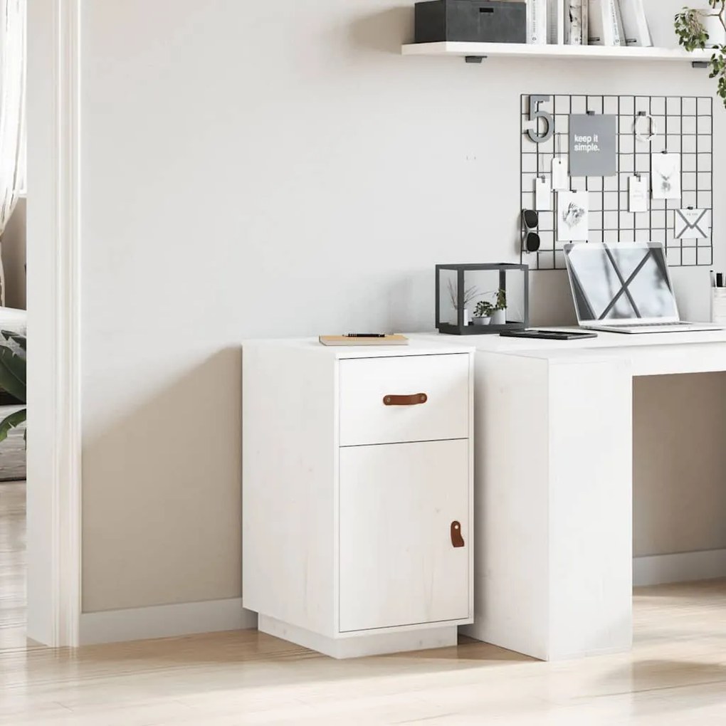vidaXL Ντουλάπι Γραφείου Λευκό 40 x 50 x 75 εκ. Μασίφ Ξύλο Πεύκου