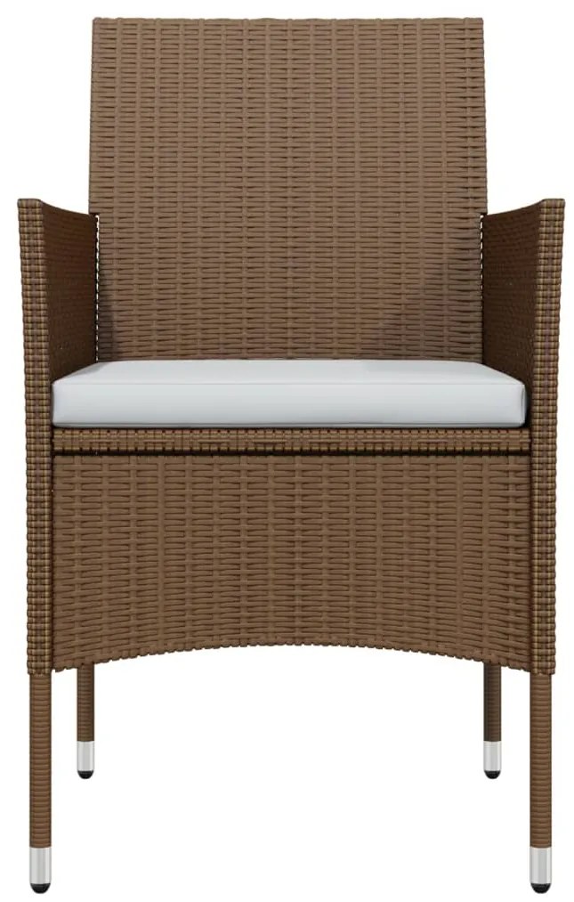 vidaXL Σετ Τραπεζαρίας Κήπου 7 Τεμαχίων Καφέ &amp; Μαύρο με Μαξιλάρια