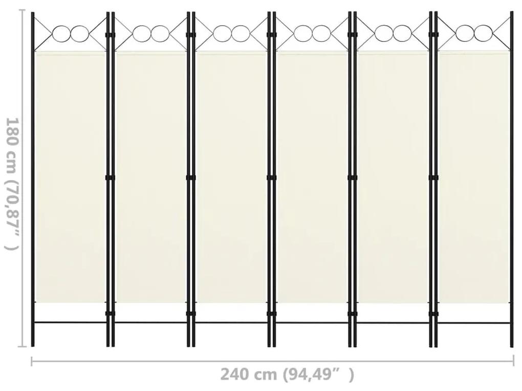 Διαχωριστικό Δωματίου με 6 Πάνελ Λευκό 240 x 180 εκ. - Λευκό
