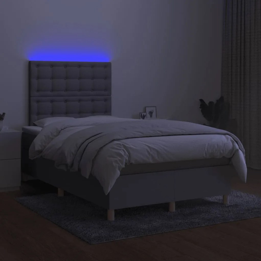 ΚΡΕΒΑΤΙ BOXSPRING ΜΕ ΣΤΡΩΜΑ &amp; LED ΑΝ.ΓΚΡΙ 120X190ΕΚ. ΥΦΑΣΜΑΤΙΝΟ 3270274